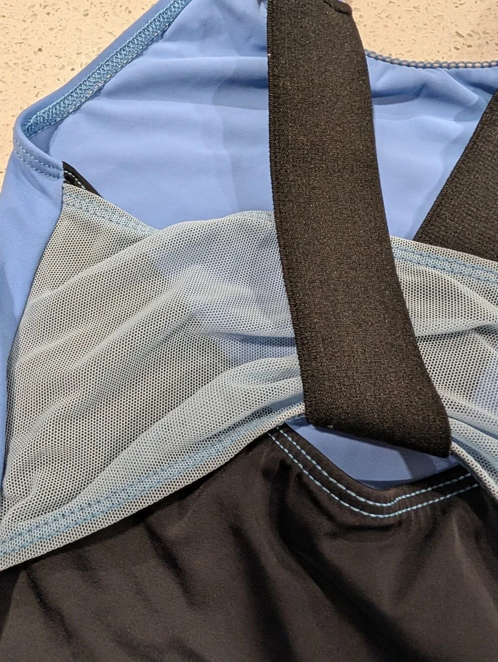 CUTE GK ELITE Gymnastics Dance Leotard CL Large Powder Blue MESH STRAPPY Back